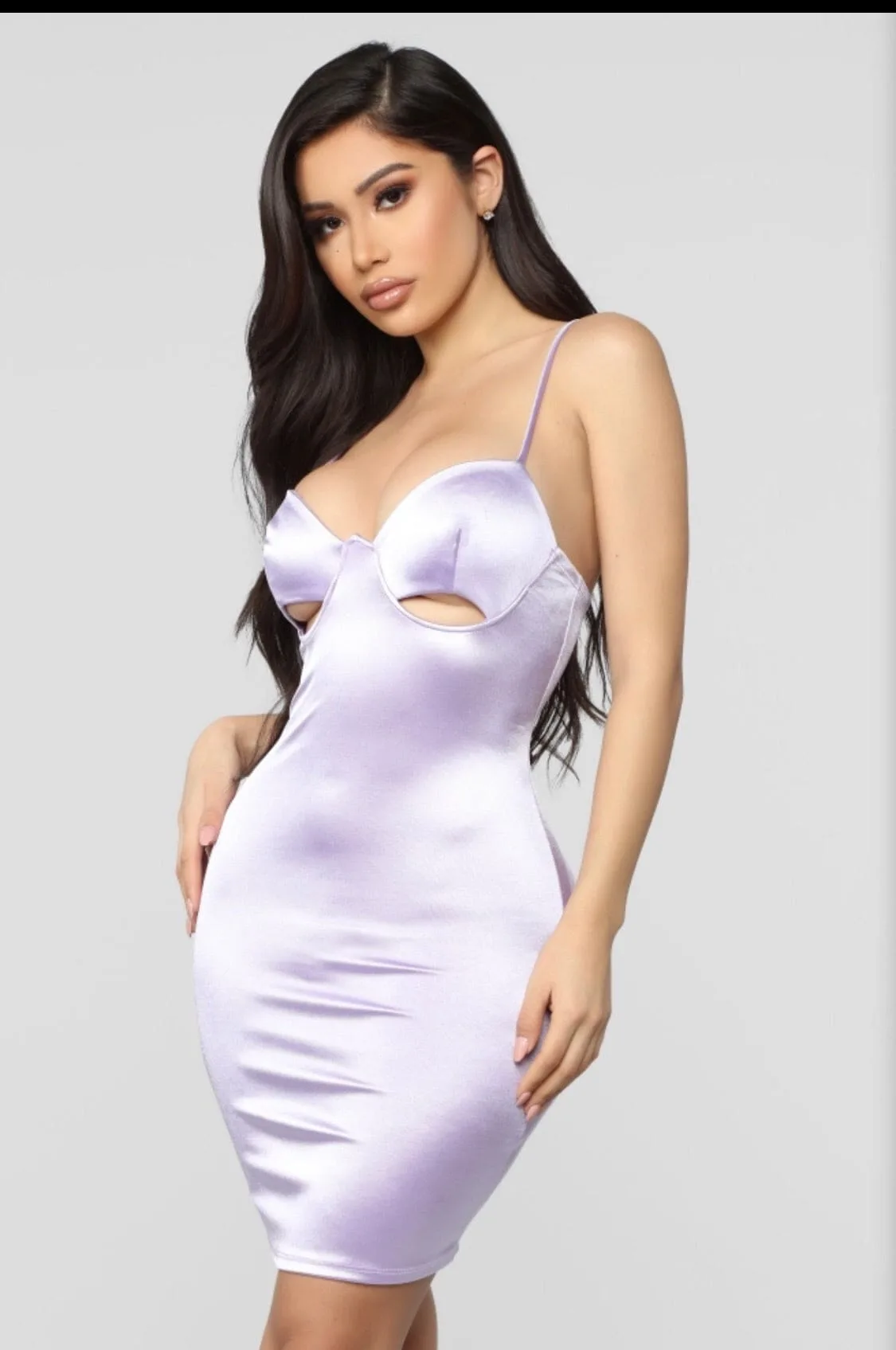 Don't Hide From Me Satin Mini Dress - Lavender - Image 1