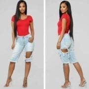 Jackson knee length denim shorts