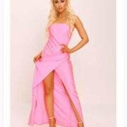 Thigh split ruched front maxi dress