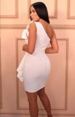 Femme luxe white pleated one shoulder bodycon mini dress - Image 3