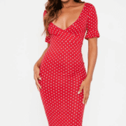 Polka Dot Short Sleeve Midi Tea Dress