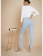 Isawitfirst high waisted disco skinny split hem light wash jeans - Image 5