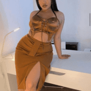 Isawitfirst woven front wrap midi skirt