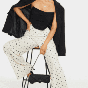 Plt cream polka dot print wide leg trouser