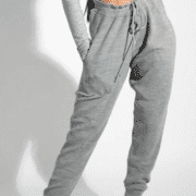 Femme luxe grey high waisted cuffed knitted jogger -saige