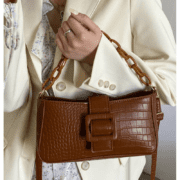 Croc embossed chain satchel bag