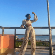 Plt brown snake printed satin wide leg trouser