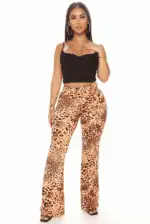 Mutual Feelings Leopard Flare Pant - Brown/combo