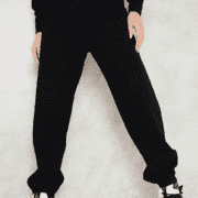 Soft Denim zip front jogger black