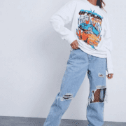 White isawitfirst Official Drifter Graphic Oversized Sweatshirt