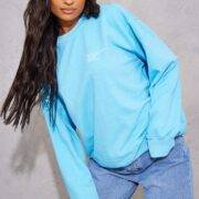 PLT Bright Blue Luxe Good Small Print Text Sweatshirt