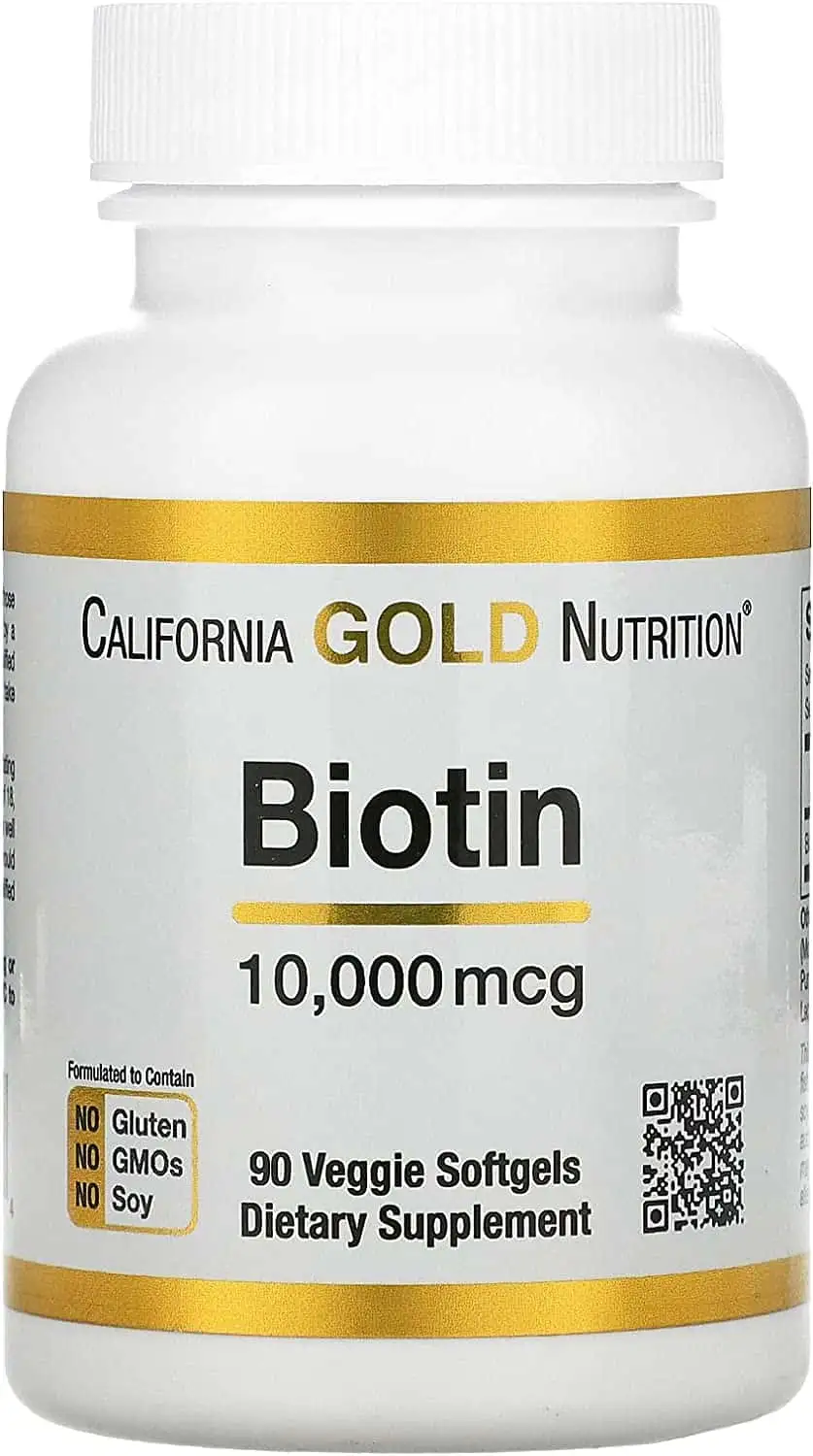 Biotin, 10,000 mcg d-Biotin, for Healthy Hair, Nails & Skin Non GMO, Suitable for Vegetarians, Gluten Free, 90 Veggie Softgels - Image 1