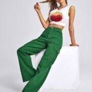 Shein High Waist Flap Pocket Wide Leg Jeans