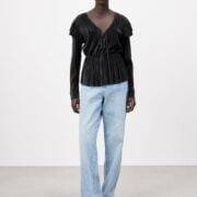 Zara PLEATED BLOUSE WITH RUFFLES
