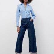 STRIPED BODYSUIT WITH SHOULDER PADS