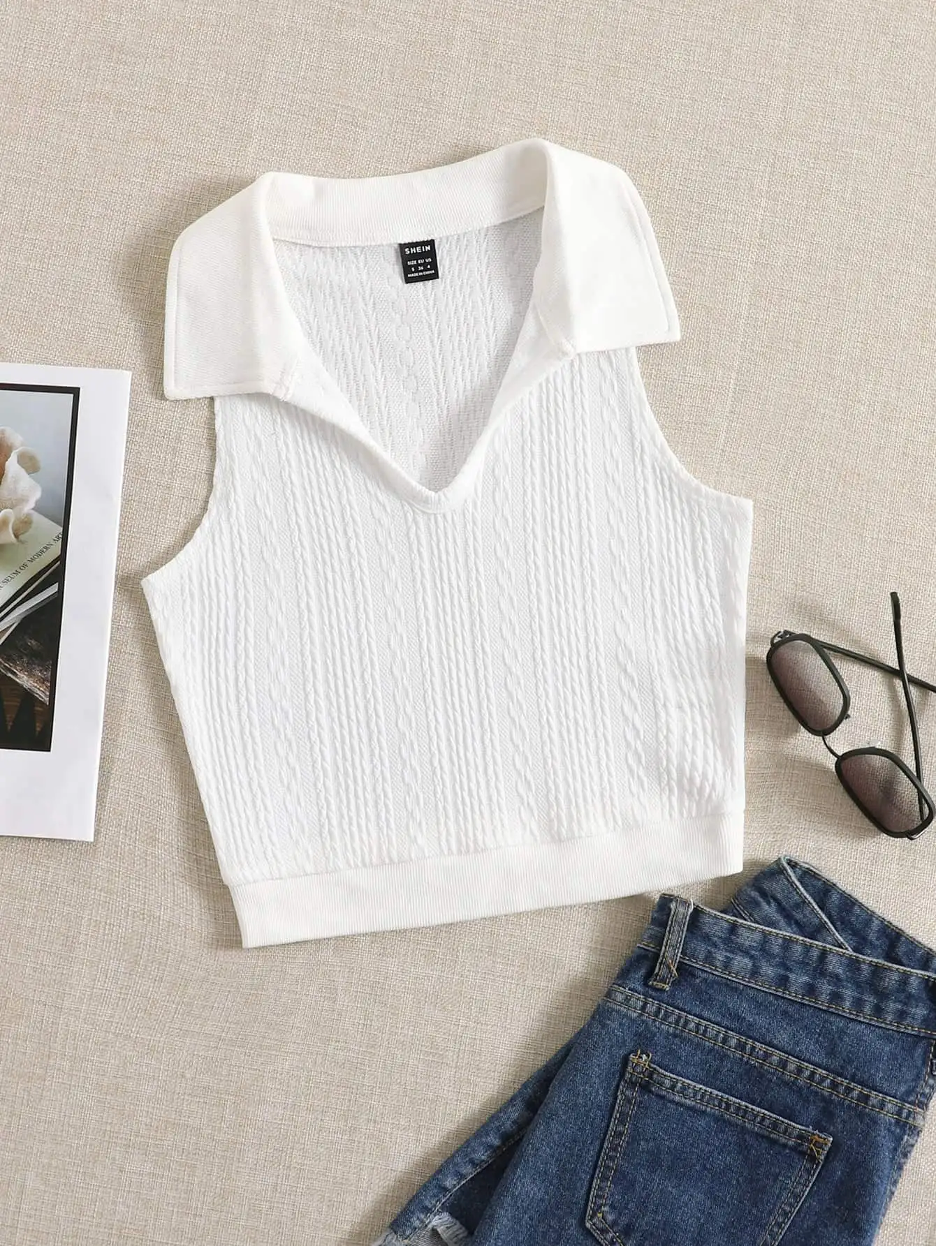 SHEIN solid textured tank top - Image 1