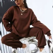 Drop shoulder sweatshirt with drawstring waist joggers