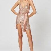 Rose Gold Wrap Sequin Mini Dress