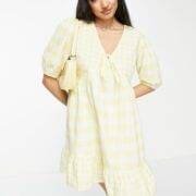 Influence short sleeve front tie mini dress