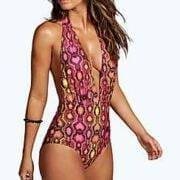 Bohoo Morocco snake print deep plunge swimsuit