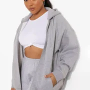 RECYCLED PLUS OVERSIZED ZIP THROUGH HOODIE