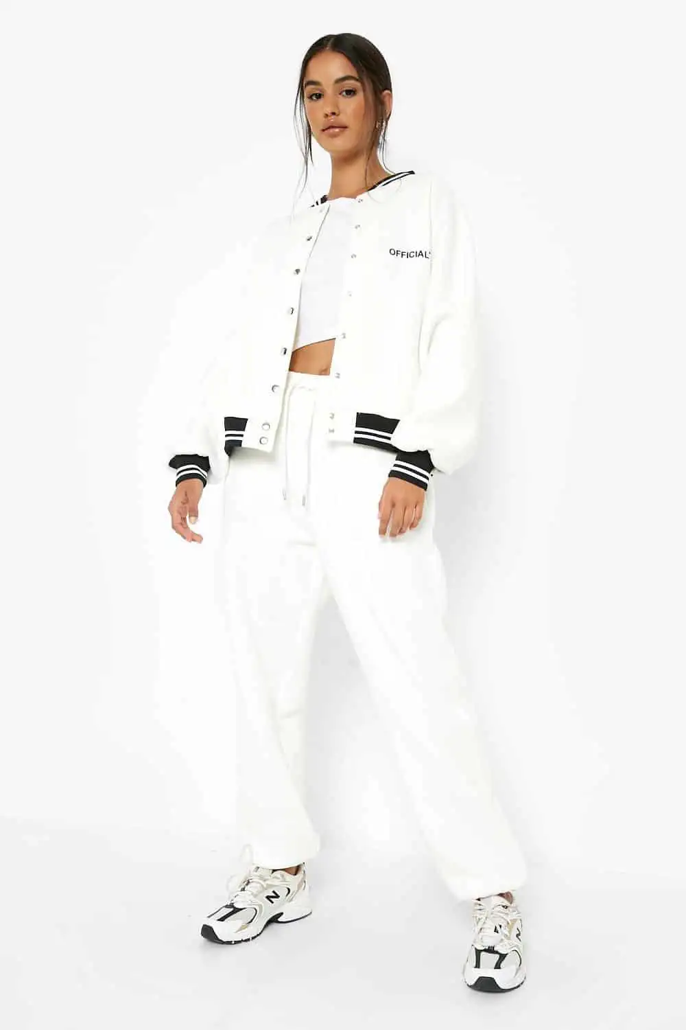 Rib detail slogan bomber tracksuit - Image 1