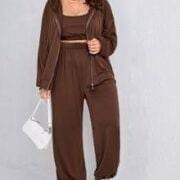 ZIP up drop shoulder drawstring hoodie and joggers