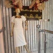 I Saw It First woven puff sleeve binding detail midi dress