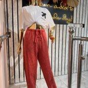 Unisex oversized joggers in red and ombre stone wash co-or