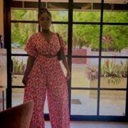 Allover Floral Twist Top and Wide Leg Pant