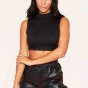Kylee Nude High Neck Racer Crop Top