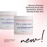 Relumins Premium Whitening Scrub 400ML amazing formula with Glutathione, Arbutin, Rosehip & Kojic Acid - Visibly Improves Stretch Marks!