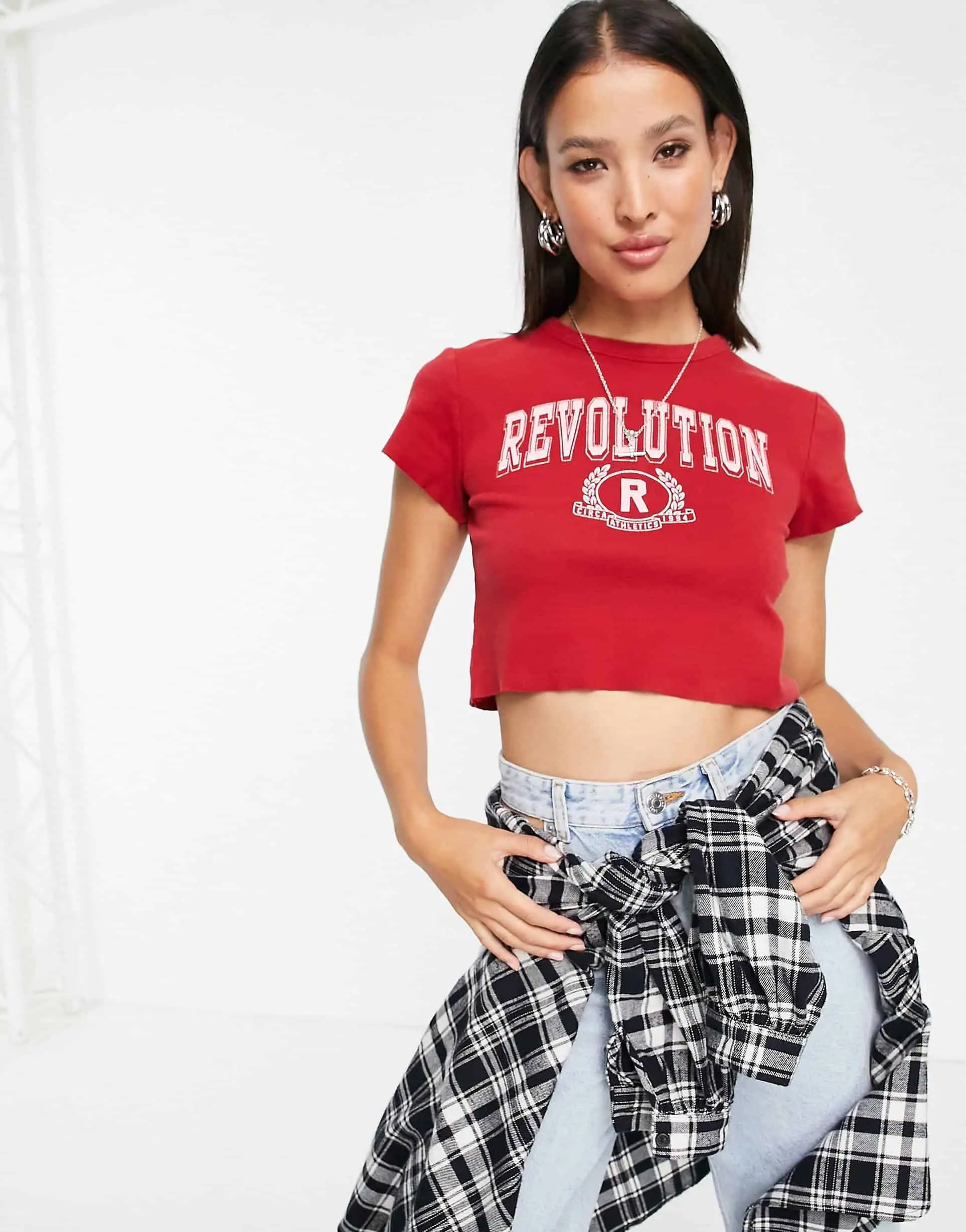 Topshop revolution varsity t-shirt in red - Image 1