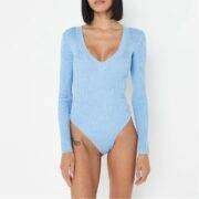 Missguided V Neck Rib Knit Bodysuit