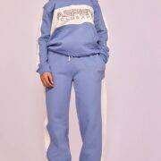 Baby Blue Aspen Embroidered Paneled straight leg jogger