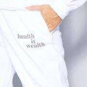 White Health Is Wealth Slogan Printed High Waist