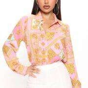 Fashionnova My Lavish Life Baroque Shirt in Pink/combo