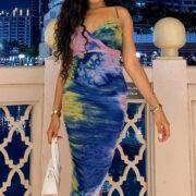 Fashionnova Me Before You Tie Dye Maxi Dress in Navy/combo