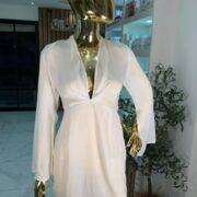 White long sleeve sheer dress