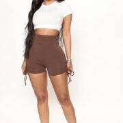 Melanie Ruched Biker Shorts in Chocolate