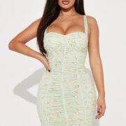 Priscilla Fleur Mini Dress. - Sage