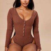 Fashionnova Hazel Ribbed Henley Bodysuit