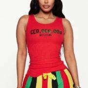 CEO Of Good Vibes PJ Short Set in Red/combo