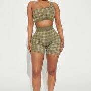 Alyssa Seamless set in Olive/combo