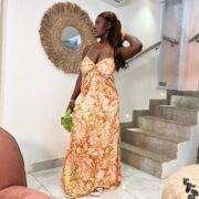 I Saw It First satin tropical ruched detail maxi dress