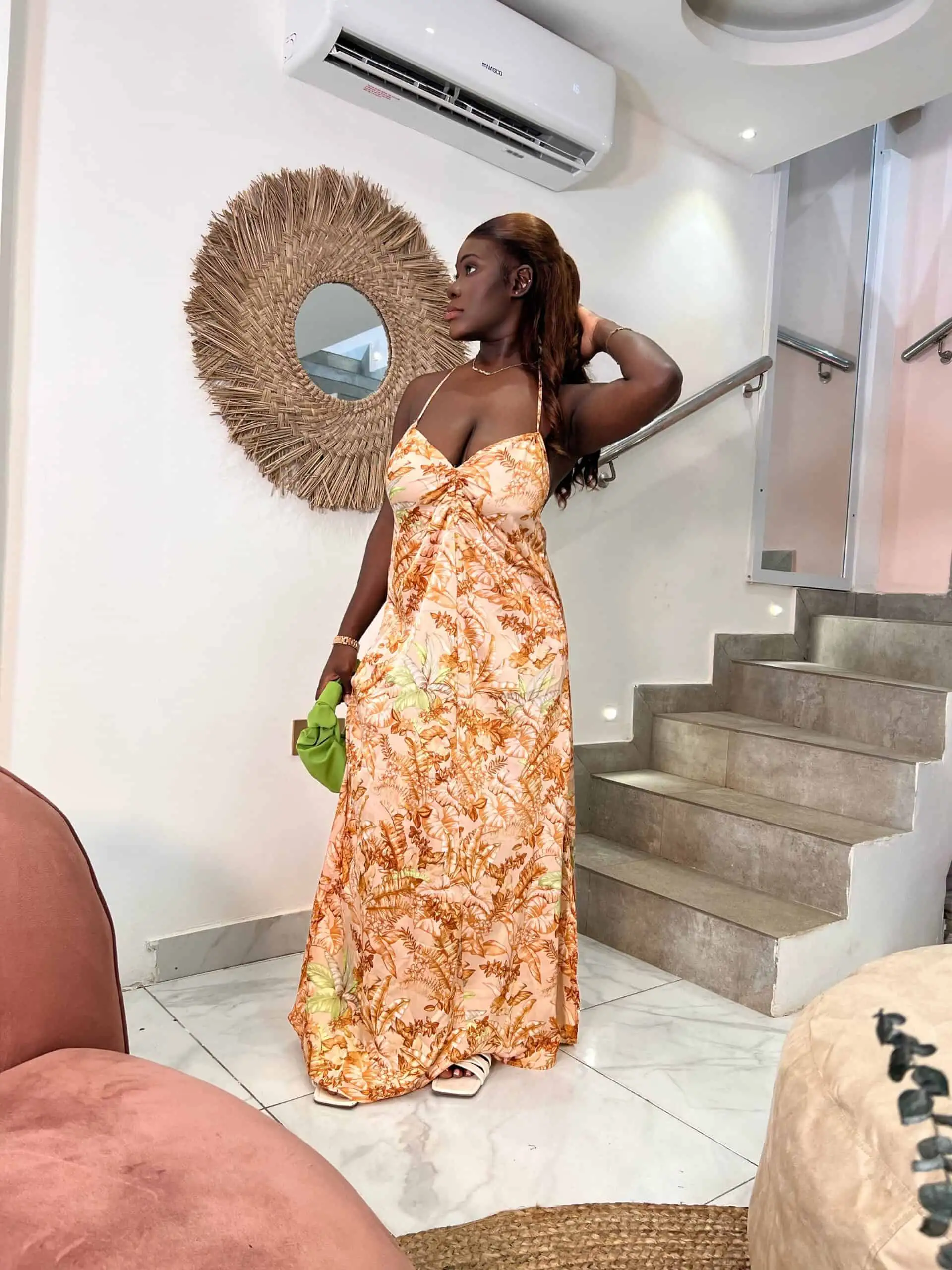 I Saw It First satin tropical ruched detail maxi dress - Image 1