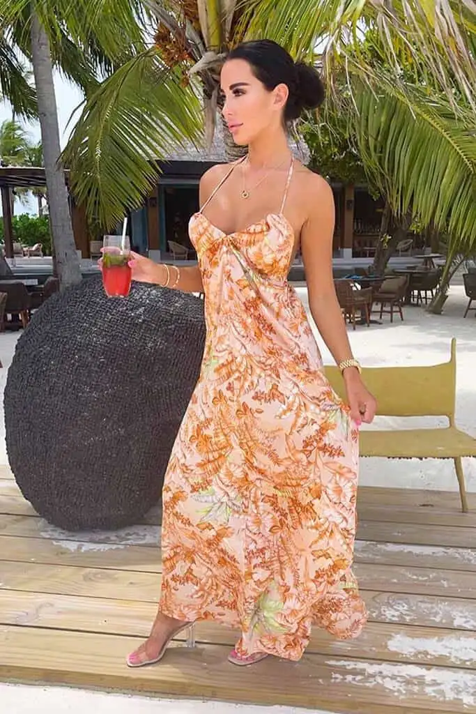 I Saw It First satin tropical ruched detail maxi dress - Image 3