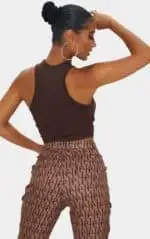 Basic Chocolate Jersey Racerback Crop Top - Image 2