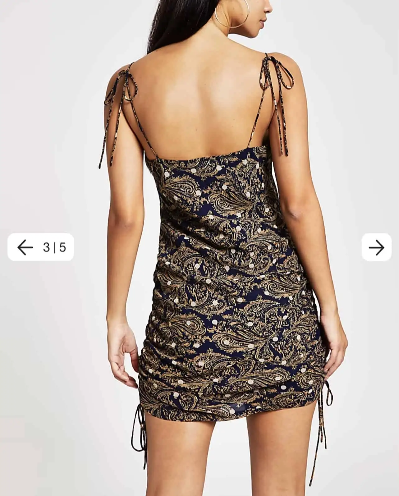 GOLD PRINT RUCHED SLIP DRESS - Image 1