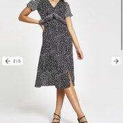 BLACK POLKA DOT PUFF SLEEVE MIDI DRESS